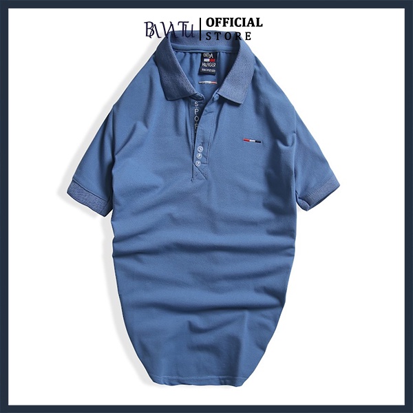 Áo thun Polo nam xanh dương cổ trụ chất liệu vải cá sấu trẻ trung đơn giản ,phong cách hiên đại hàng đẹp bán shop bavatu
