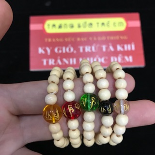 Vòng dâu tằm mic đá phong thủy có thần chú. Mã 05