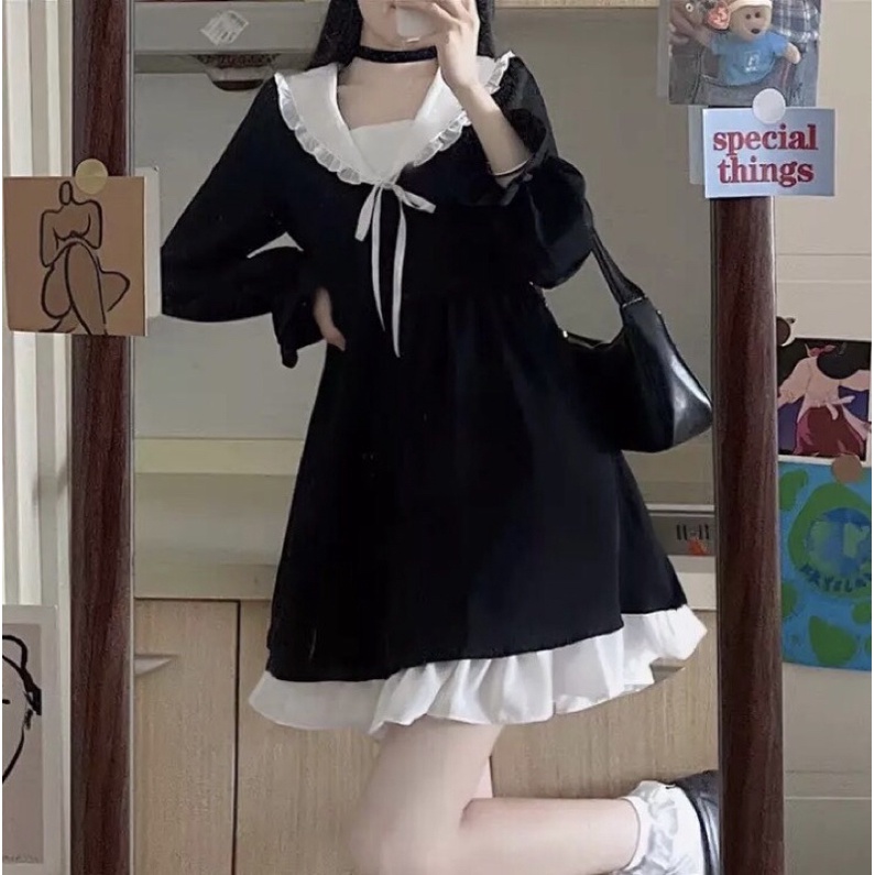 Váy Nữ Dáng Xòe Phối bèo Xinh Xắn Phong Cách Hàn Quốc | BigBuy360 - bigbuy360.vn