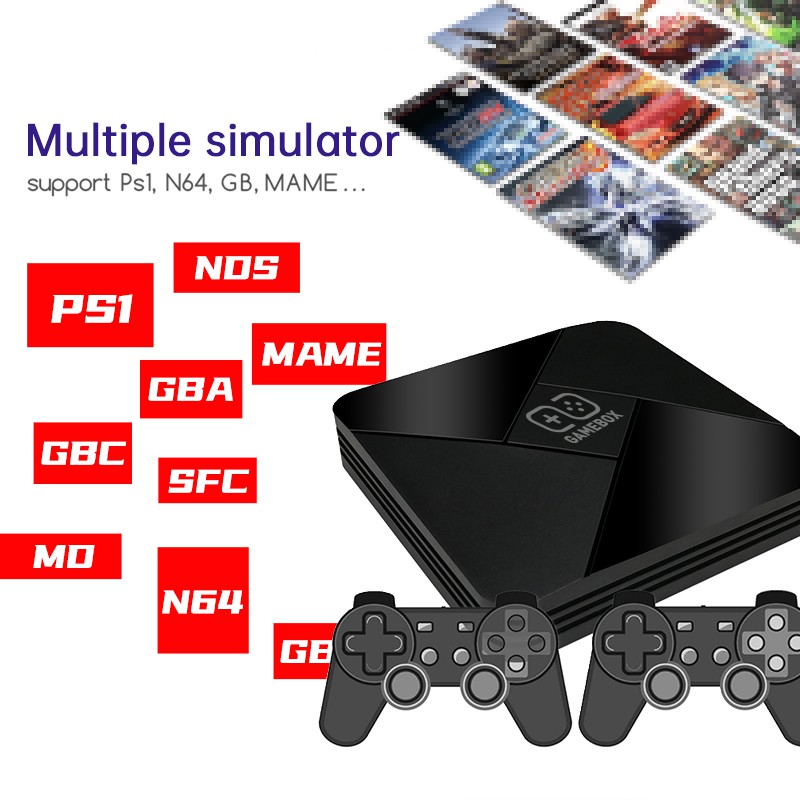 Máy chơi Game Box +30000 game 50 hệ giả lập PS/PSP Kiêm TV Box Android HDMI - 4K Tay cầm Không Dây - Hỗ trợ WIFI