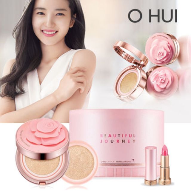 NEW 2018 OHUI ULTIMATE COVER CUSHION MOISTURE ROSE PATAL SPECIAL SET SPF 50+/PA+++