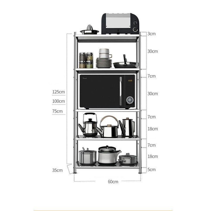 Kệ bếp đa năng 4 tầng inox 53x100x35cm_kệ để đồ nhà bếp cao cấp