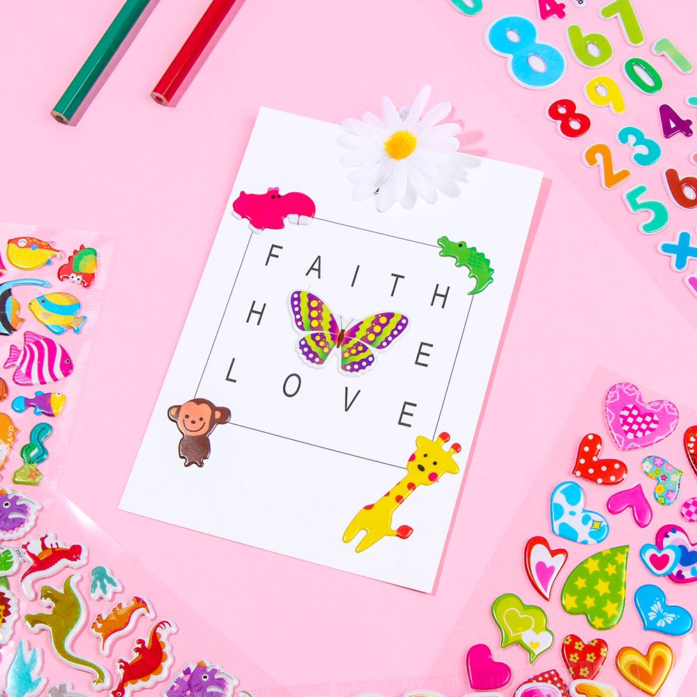 Miếng dán tường họa tiết hoạt hình 3D cổ điển chống nước giáo dục sớm cho bé