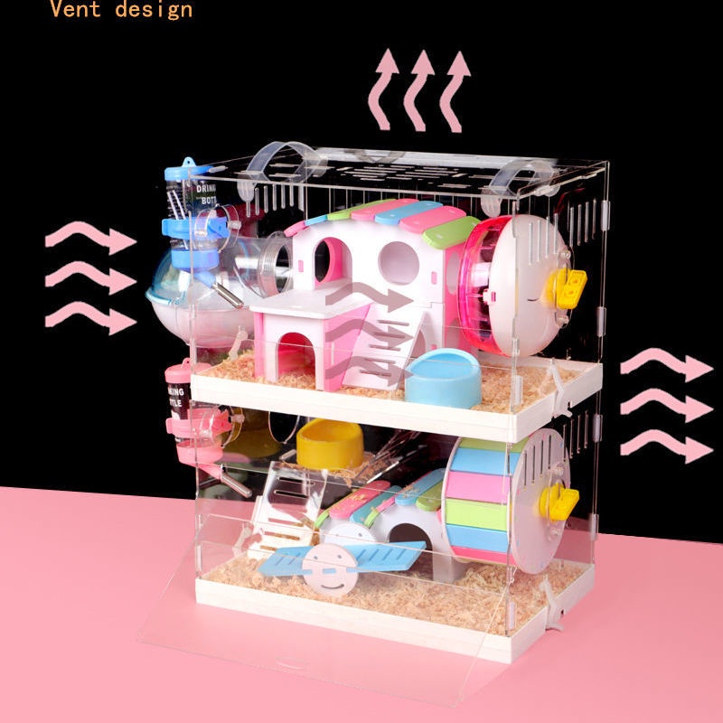 Khay thêm lớp acrylic Lồng chuột hamster lồng cơ bản một lớp siêu trong suốt biệt thự hoàn chỉnh gói đồ chơi