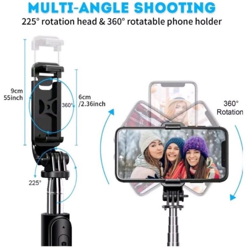 Gậy Chụp Ảnh Tự Sướng 3 Chân Đa Năng Q07 chụp hình selfie siêu tiện lợi kèm nút bluetooth