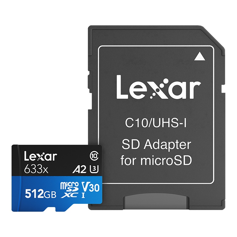 Thẻ Nhớ Lexar Taiwan 128Gb, 256Gb, 512Gb A2 V30 633x U3 4K 100MB/s - kèm Adapter (Xanh)- Chuyên dùng Camera, Máy ảnh....