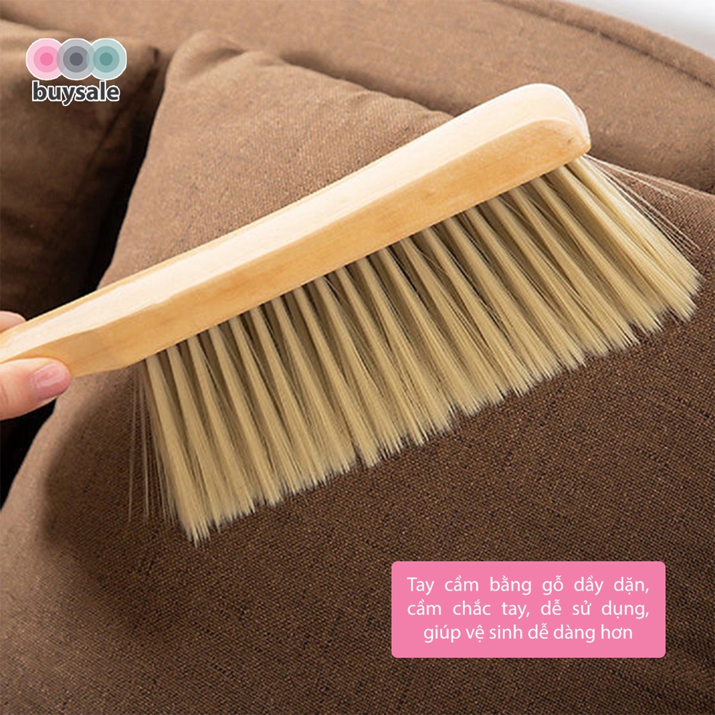 Bàn chải lông mềm sợi PP cán gỗ loại lớn giúp vệ sinh giường, sofa, đồ dùng trong nhà - Buysale - BSPK242