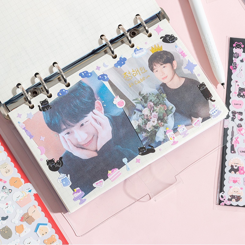 STICKER HÌNH DÁN GẤU VÀ THỎ POMPOMROOM TRANG TRÍ TOPLOADER, SỔ TAY