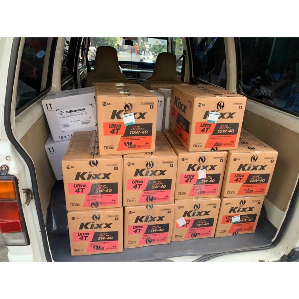 [50% Giảm] Thùng 12 Chai Nhớt KIXX Xe Số 10w40 Nhập Khẩu Hàn Quốc (0.8L/1L)- Cam Kết Chính Hãng