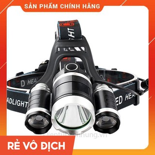 Đèn pin đội đầu đeo trán 3 bóng siêu sáng kèm pin sạc siêu tiện lợi