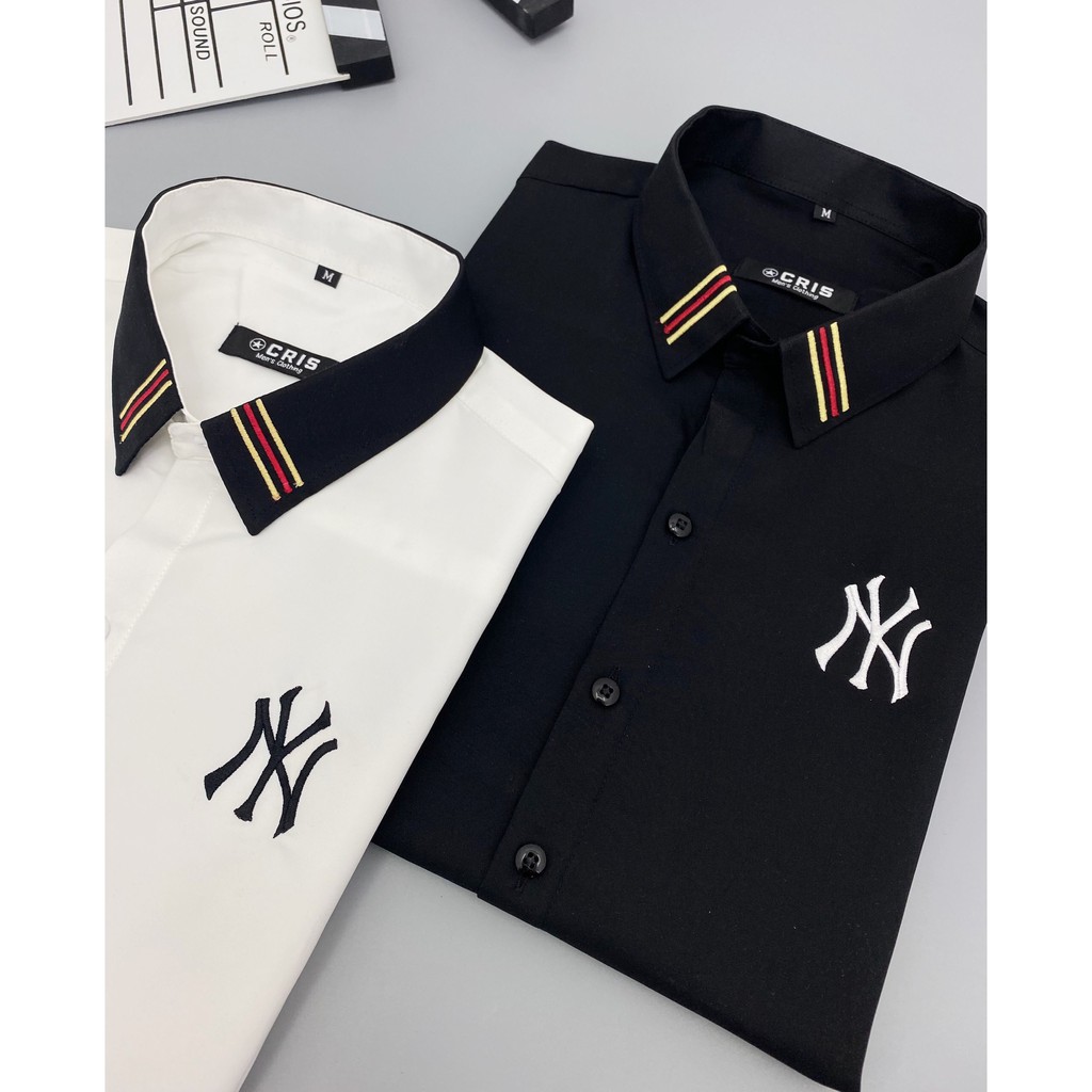Áo Sơ Mi Trắng Nam Logo Thêu NY Chất Liệu Mền mịn