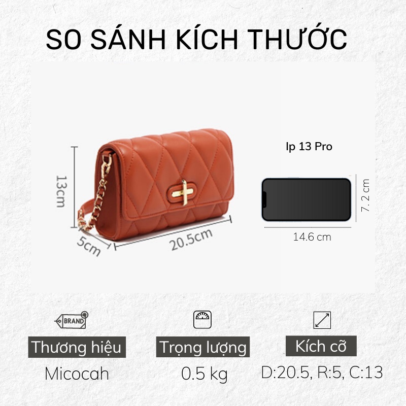 Túi xách đeo chéo cầm tay nữ trám công sở Hàn Quốc FSF563 M453 Micocah chính hãng