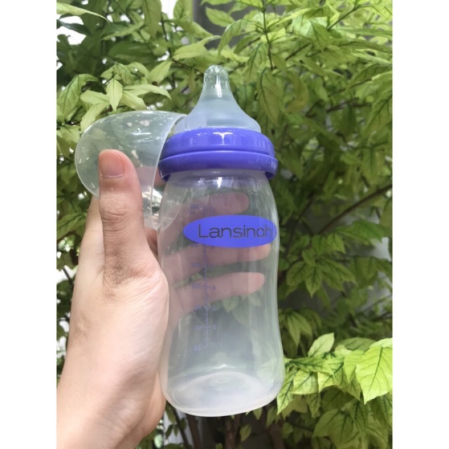 Bình sữa Lansinoh momma 240ml Núm Silicon siêu mềm giống ti mẹ