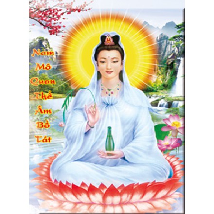 Tranh thêu chữ thập PHẬT QUAN ÂM 88826(30x40cm) chưa thêu 5d