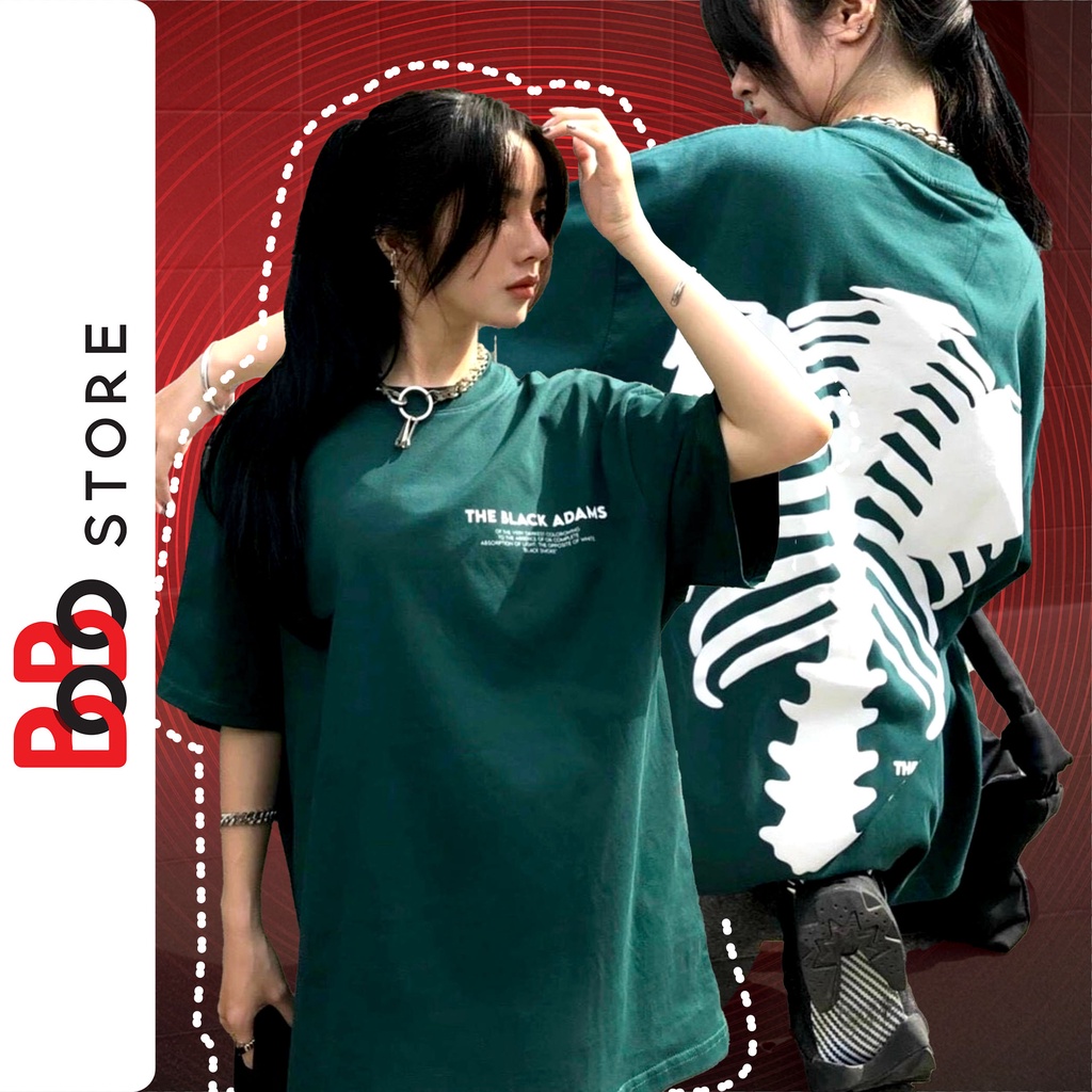 Áo thun tay lỡ, áo phông form rộng nam nữ dáng Unisex in bộ xương - BoBo Store