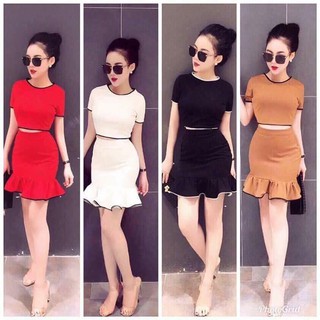 Set áo croptop chân váy đuôi cá thời trang XIXO - SET0003