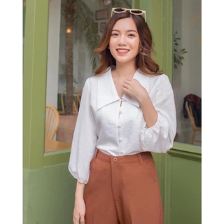 Áo sơ mi lụa nút bọc