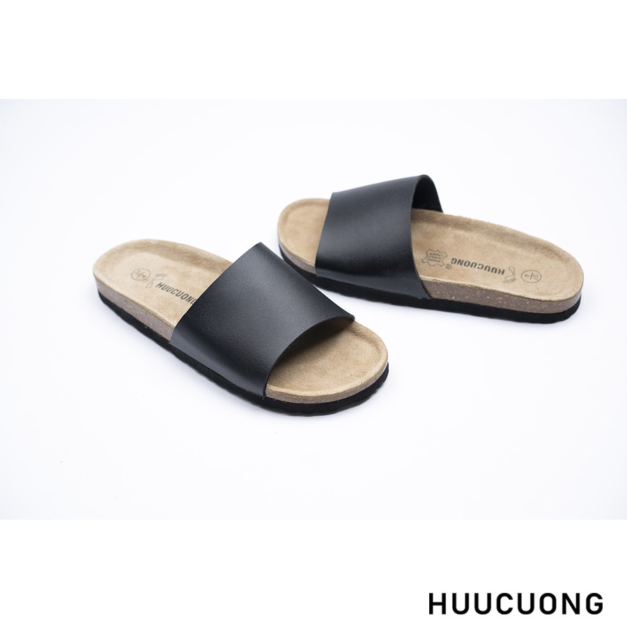 Dép unisex HuuCuong 1 quai đen đế trấu