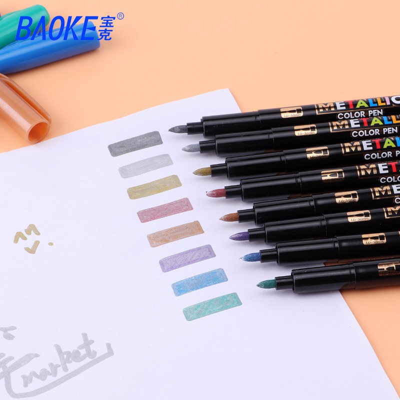 Seamiart_BAOKE 8 Colors Metallic Marker Water Based Painting Marker Pen_DIY Tool for Card/Glass