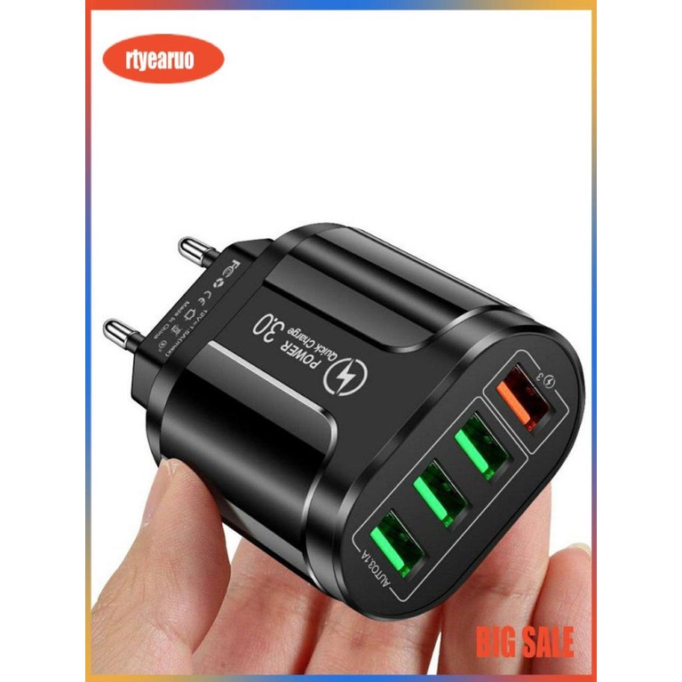 Củ Sạc Nhanh Qc3.0 4 Cổng Usb Có Đèn Led