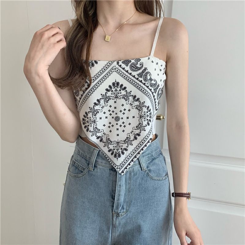 Áo yếm thổ cẩm 2 dây xinh xắn phù hợp đi biển dạo phố, chất lụa cực mát HLBOUTIQUE 8131