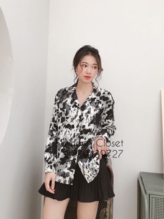 Áo sơ mi lụa loang
