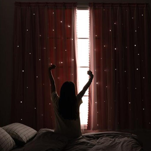 Rèm cửa vải gạc che ánh sáng có quai dán không cần đục lỗ dùng trong phòng ngủ bạn gái
