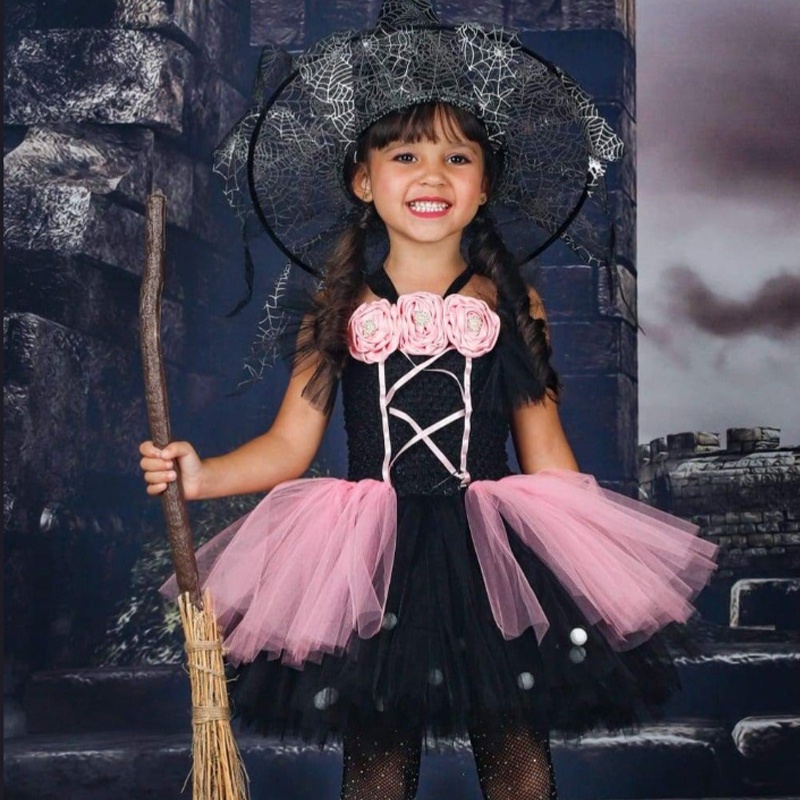 Set đầm mũ hóa trang phù thủy Halloween thích hợp cho bé gái