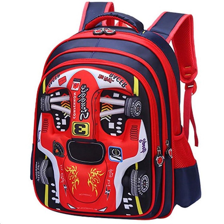 Balo chống gù lưng in hình oto 3D size 42cm  BALO-12