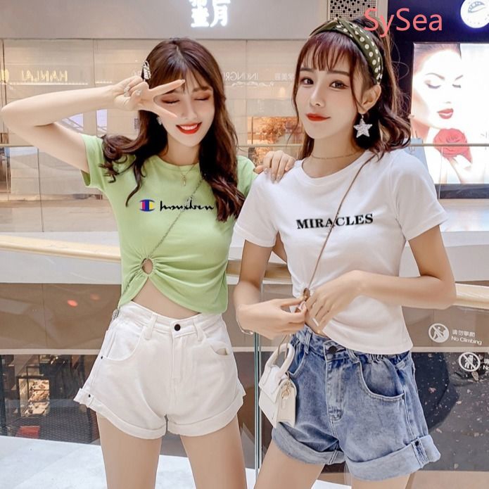 Áo Thun Cotton Ngắn Tay Thời Trang Hàn Quốc Cho Nữ