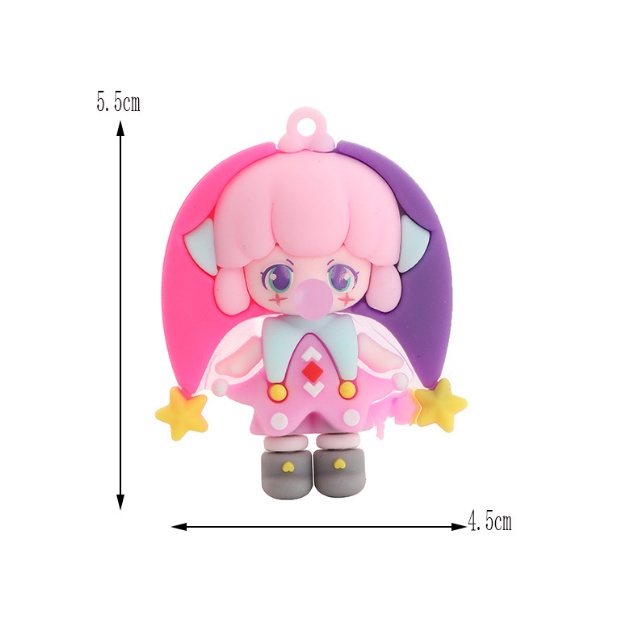 Mô hình các nàng tiên fairy thổi bong bóng kẹo cao su trang trí móc chìa khóa, dán Jibbitz, DIY