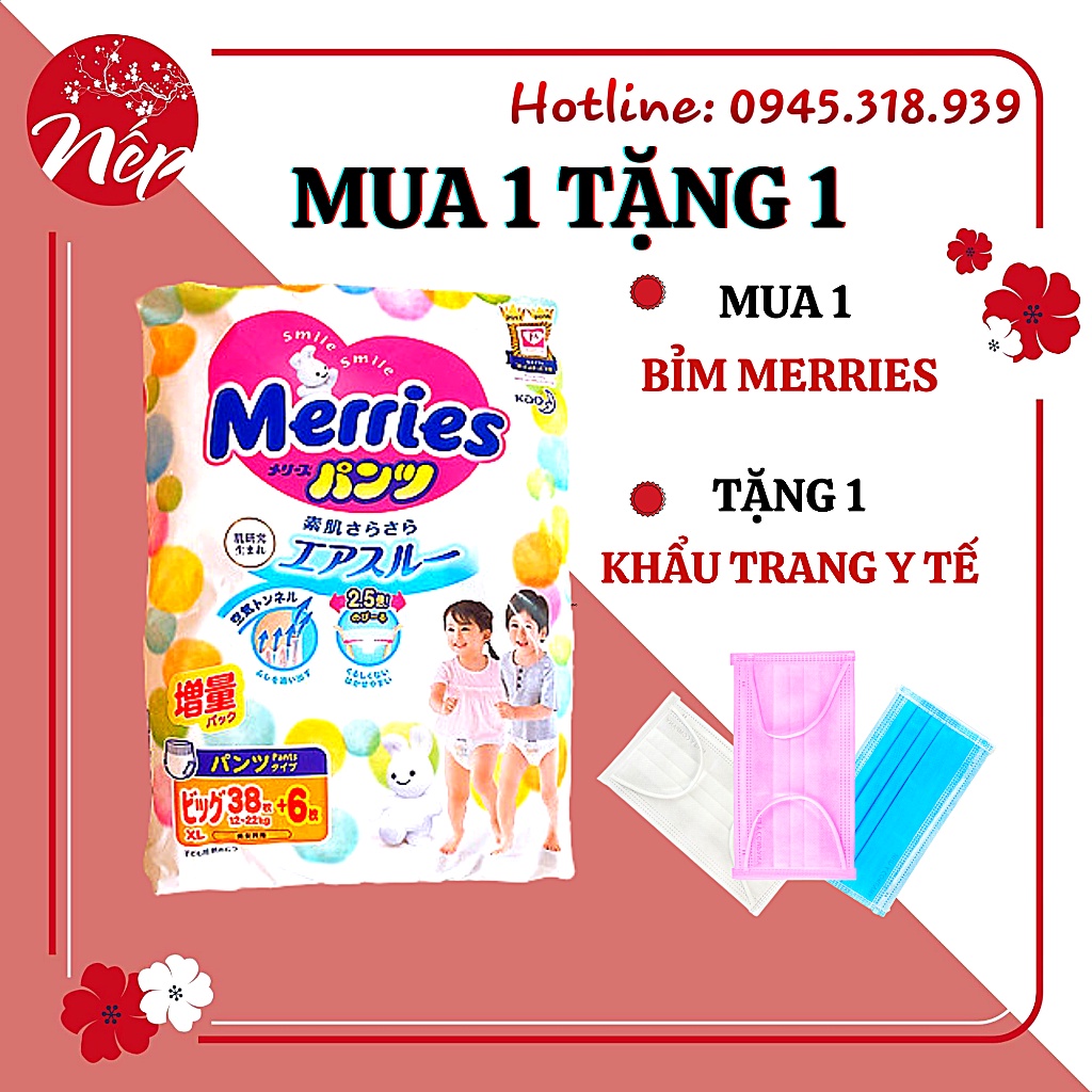 Bỉm Merries Nội Địa Nhật Bỉm ❤️ Dán/ Quần merries Nội Địa thêm miếng S88/M68/L58/L50/XL44/XXL28