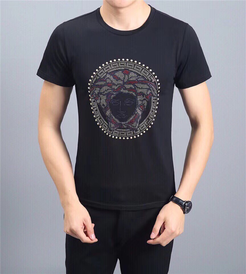 Áo Thun Tay Ngắn Cổ Tròn Chất Liệu Cotton Hiệu Versace Thời Trang Dành Cho Nam