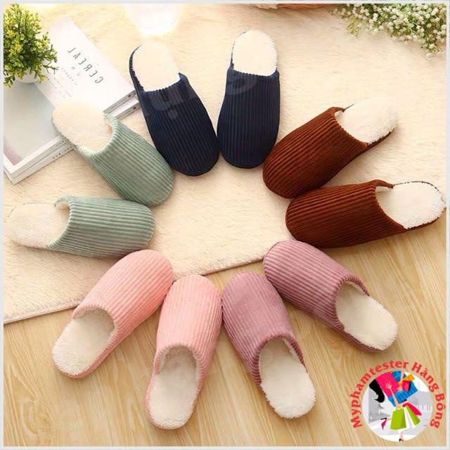 Dép bông nhung tăm êm chống trượt