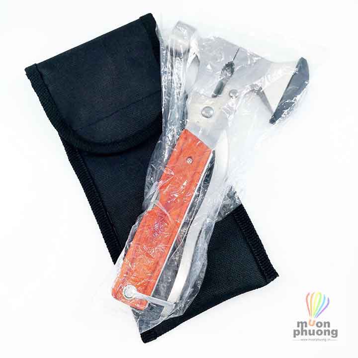 Búa rìu đa năng gọn nhẹ bằng thép 2CR13 không rỉ tay cầm gỗ thiết kế 2 đầu rìu và búa kết hợp thêm nhiều tính năng