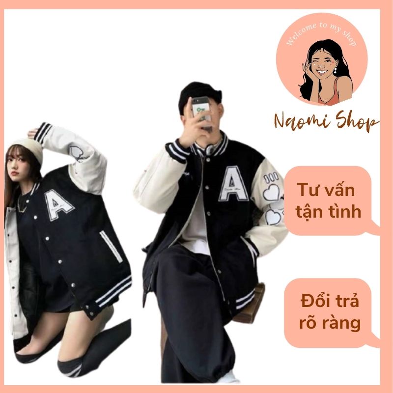 Áo Bomber chữ A tay tim Unisex Chất Thô Mềm, Hàng Chuẩn Đẹp
