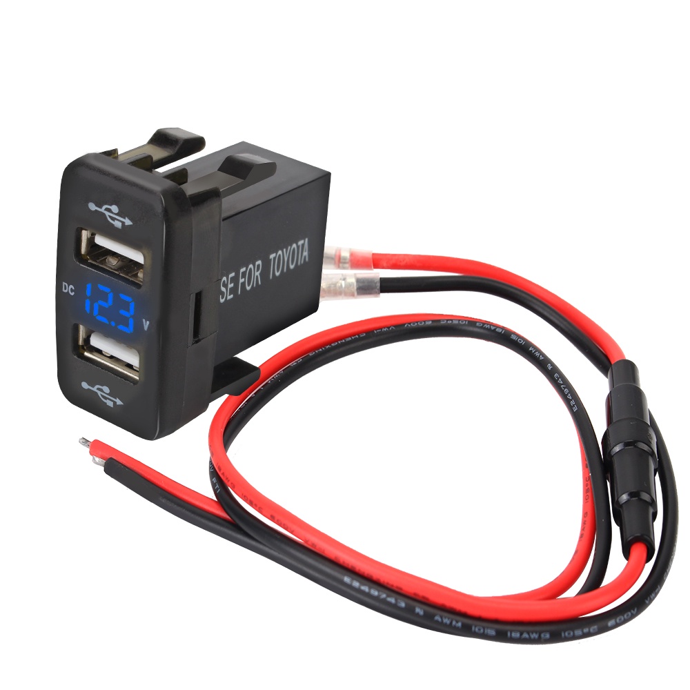 Tẩu Sạc 4.2A Hai Cổng USB QC 12-24V Tích Hợp Đèn LED Gắn Xe Hơi Toyota