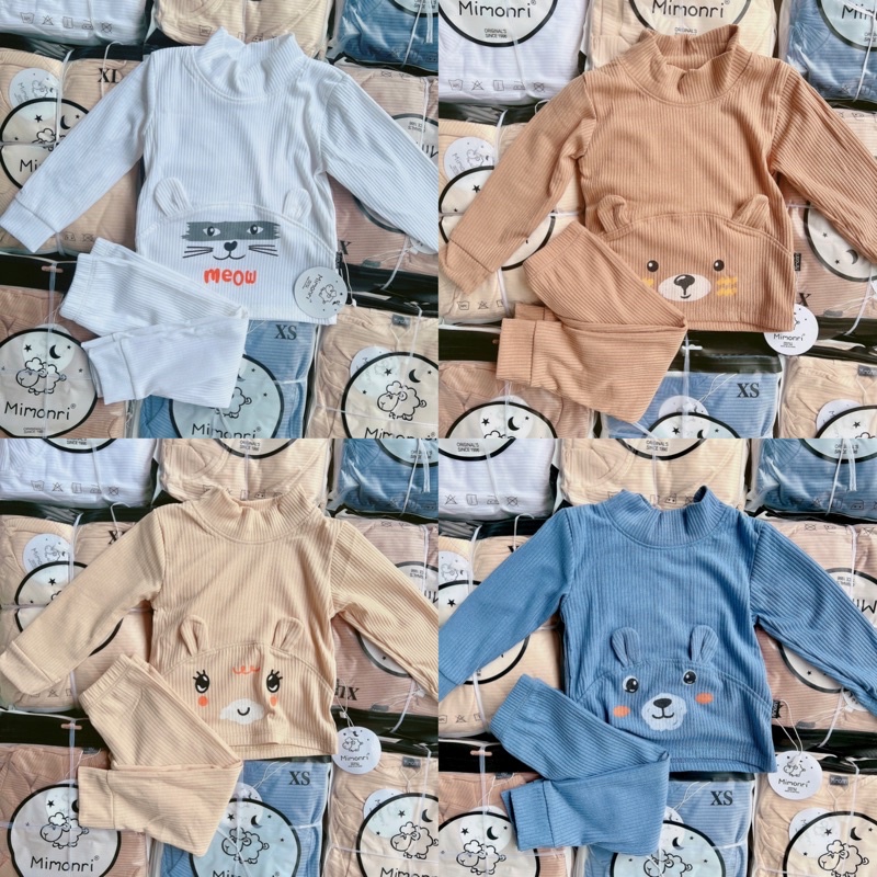 Bộ tay dài quần dài gân gấu cho bé