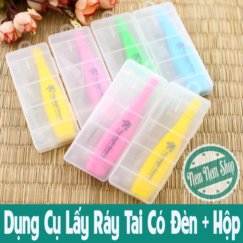 Dụng Cụ Lấy Ráy Tai Có Đèn + Hộp + 3 Đầu (1 Đầu Ráy Lớn, 1 Đầu Ráy Nhỏ Và 1 Đầu Gắp)