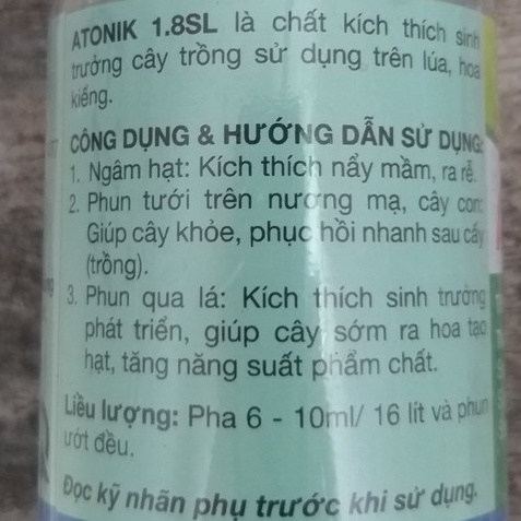 Atonik 1.8SL (100ml), phân bón lá Kích Thích Sinh Trưởng, kích chồi, mầm - ra rễ cực mạnh