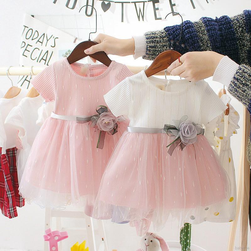 Đầm công chúa bằng chất liệu cotton phối lưới phong cách thời trang mùa hè xinh xắn dành cho bé gái