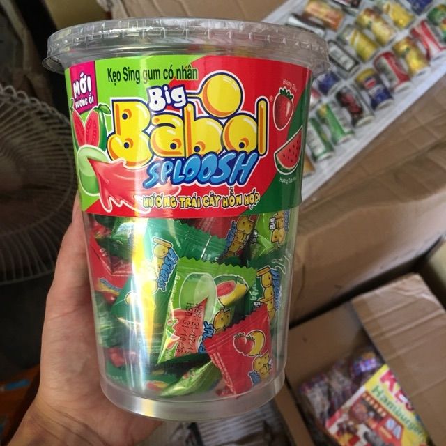 Kẹo big babol mĩ 3 vị dâu , dưa hấu , ổi  (lọ 70 viên )
