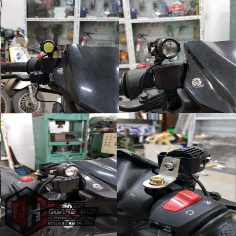 Pát trợ sáng mini: Gắn đèn trợ sáng chân gương , chân phuộc