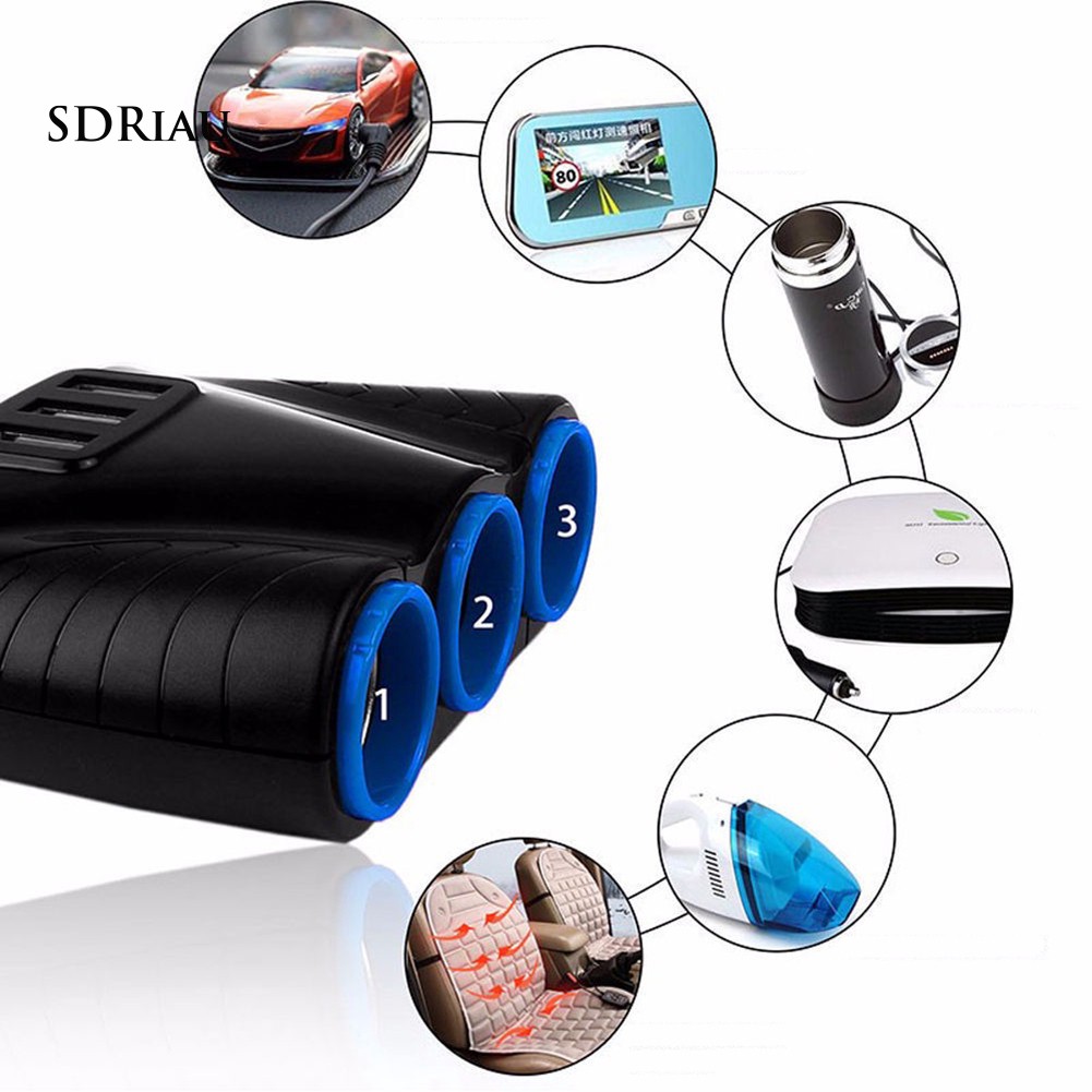 Tẩu sạc ô tô ba chiều 12-24V