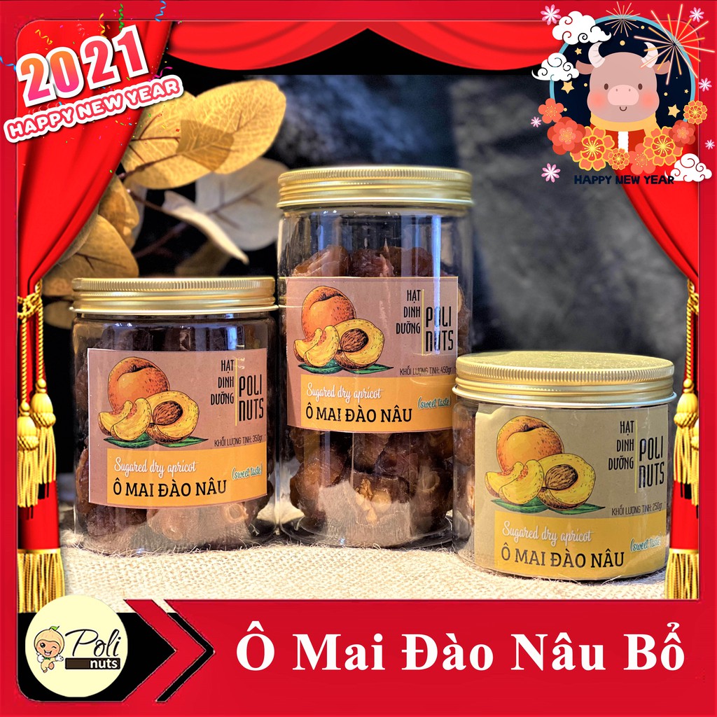 Ô Mai Đào Nâu Bổ Sấy Dẻo Loại Cao Cấp Giá Tốt Hũ 300g - 400g - 500g