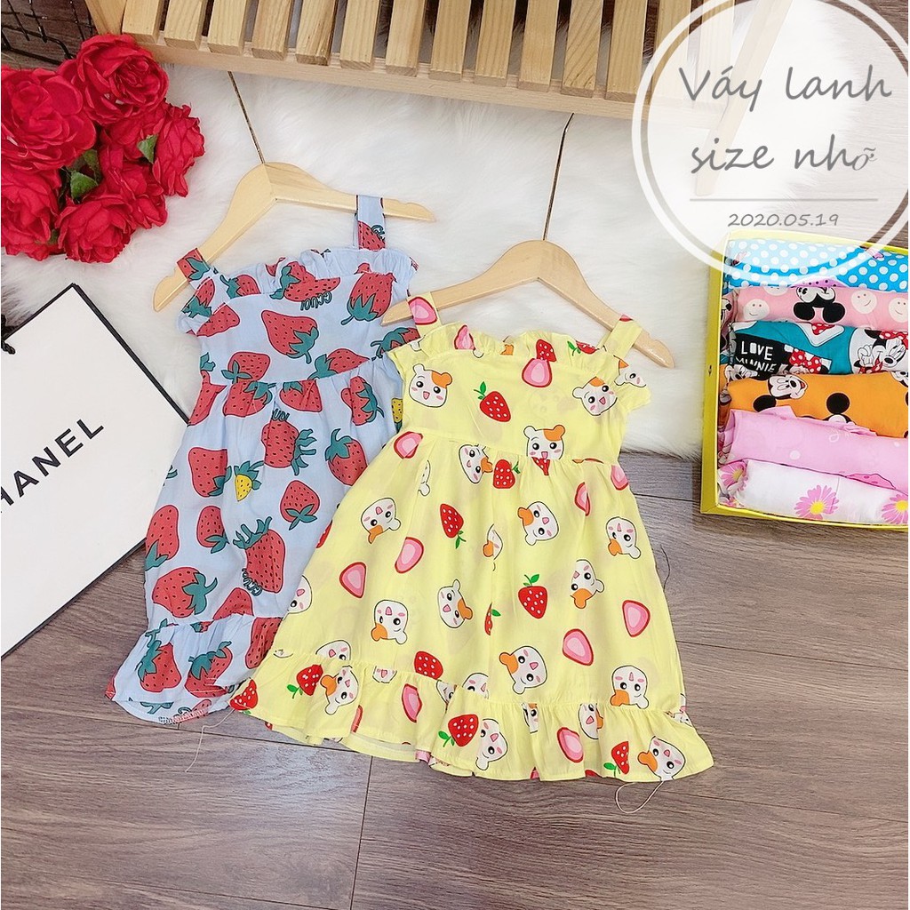 Váy lanh lụa 2 dây siêu mềm mát cho bé gái