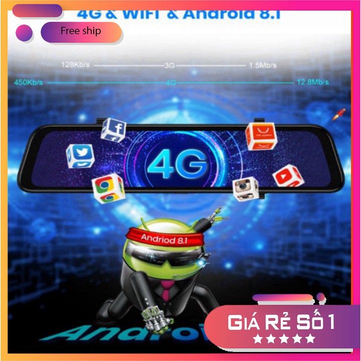Camera hành trình gương ô tô cao cấp Phisung Z68 màn hình 12 inch, 4G, Wifi, GPS B | BigBuy360 - bigbuy360.vn