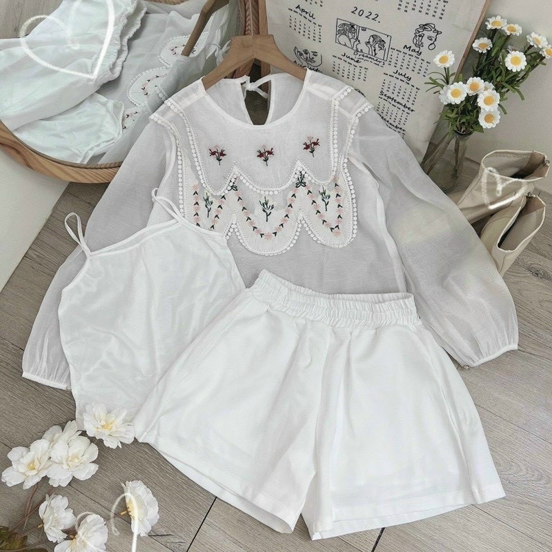 Set thêu trắng 3 món e về nhen