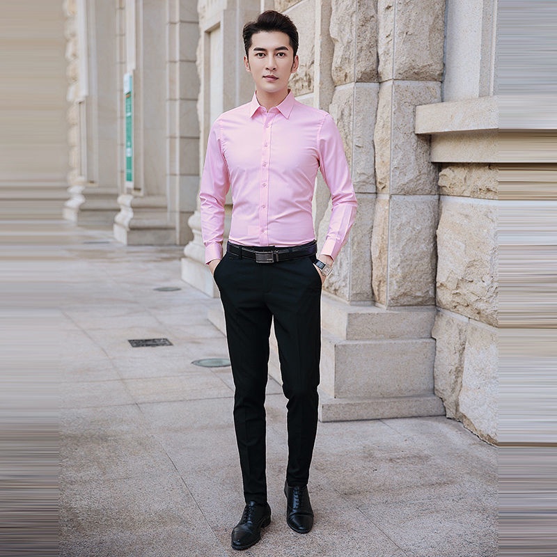 Áo sơ mi tay dài màu xanh dương thời trang lịch lãm cho nam