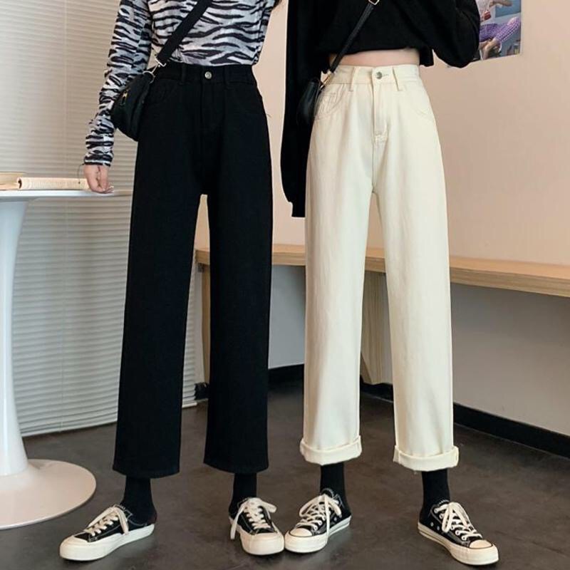 Quần Jeans Dài Lưng Cao Thời Trang Hàn Quốc Cho Nữ